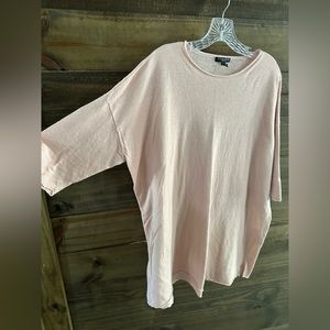Eileen Fisher Organic Linen and Cotton Dropped Shoulder Light Pink Top